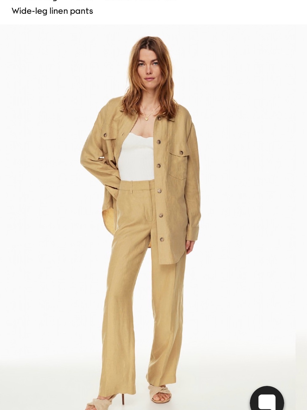 Wilfred Author Linen Tan Wide Leg Pants High Waisted